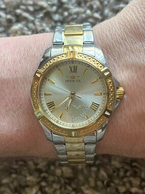 Invicta Angel Women's Silver and Gold Watch Romantic Hearts Girly Professional